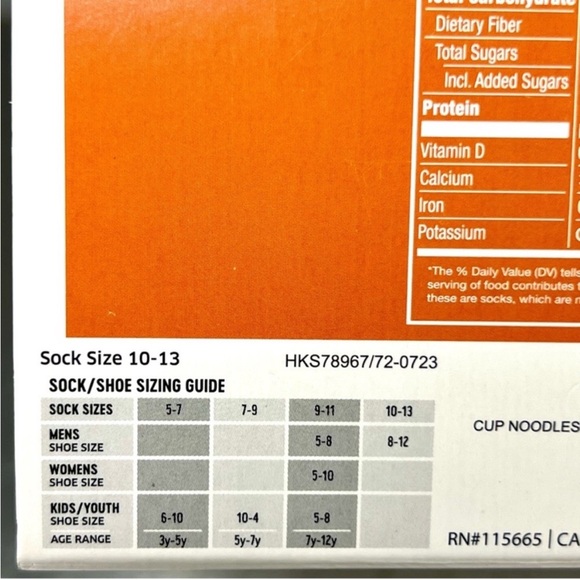 Cup Noodles Themed Men’s 3-Pair Crew Socks - Size 8-12 - Picture 7 of 10